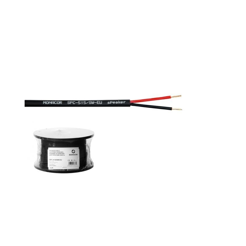 Monacor SPC-515/SW-EU Elastyczny kabel głośnikowy, ziemny, produkowany w UE, 2 x 1.5mm/100m